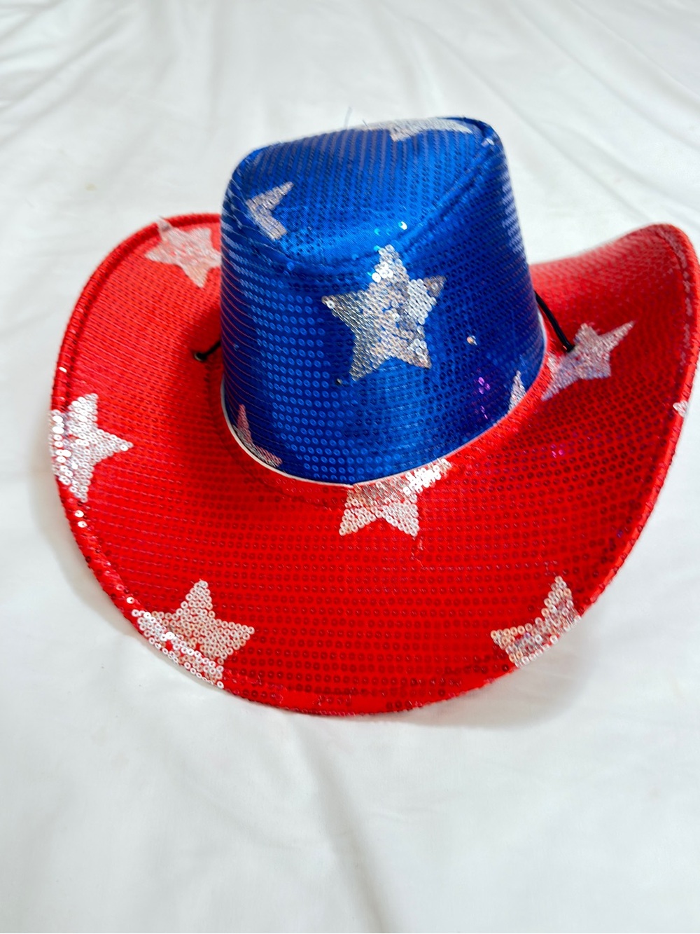Sequin Star Cowboy Hat - Red & Blue